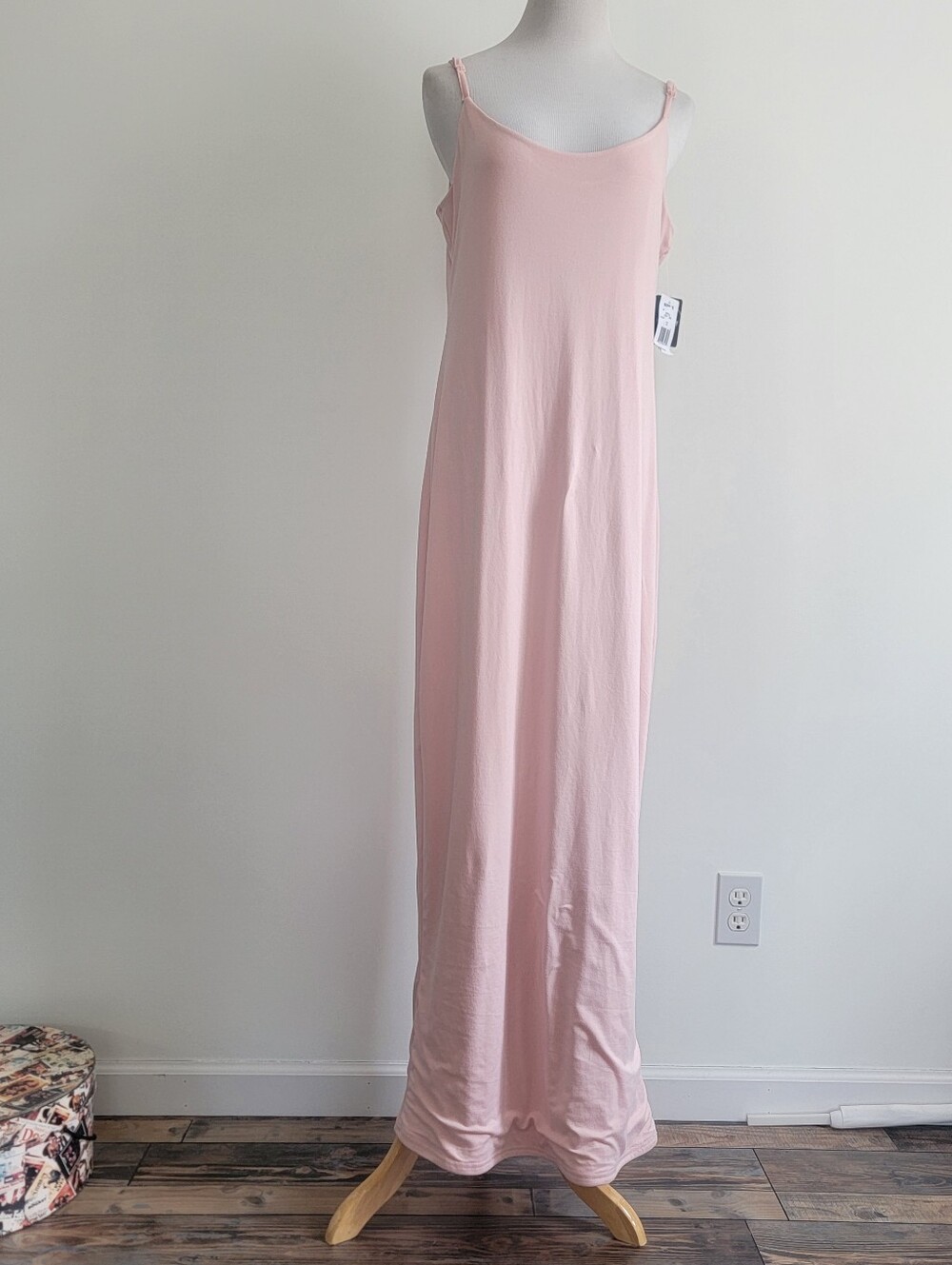 Women's Junior's Light Pink Maxi Dress Adjustable Straps Stretchy Lined Size XL